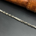 Silver Mens Bracelet Signature Oval Link Lock Mat Finish 925