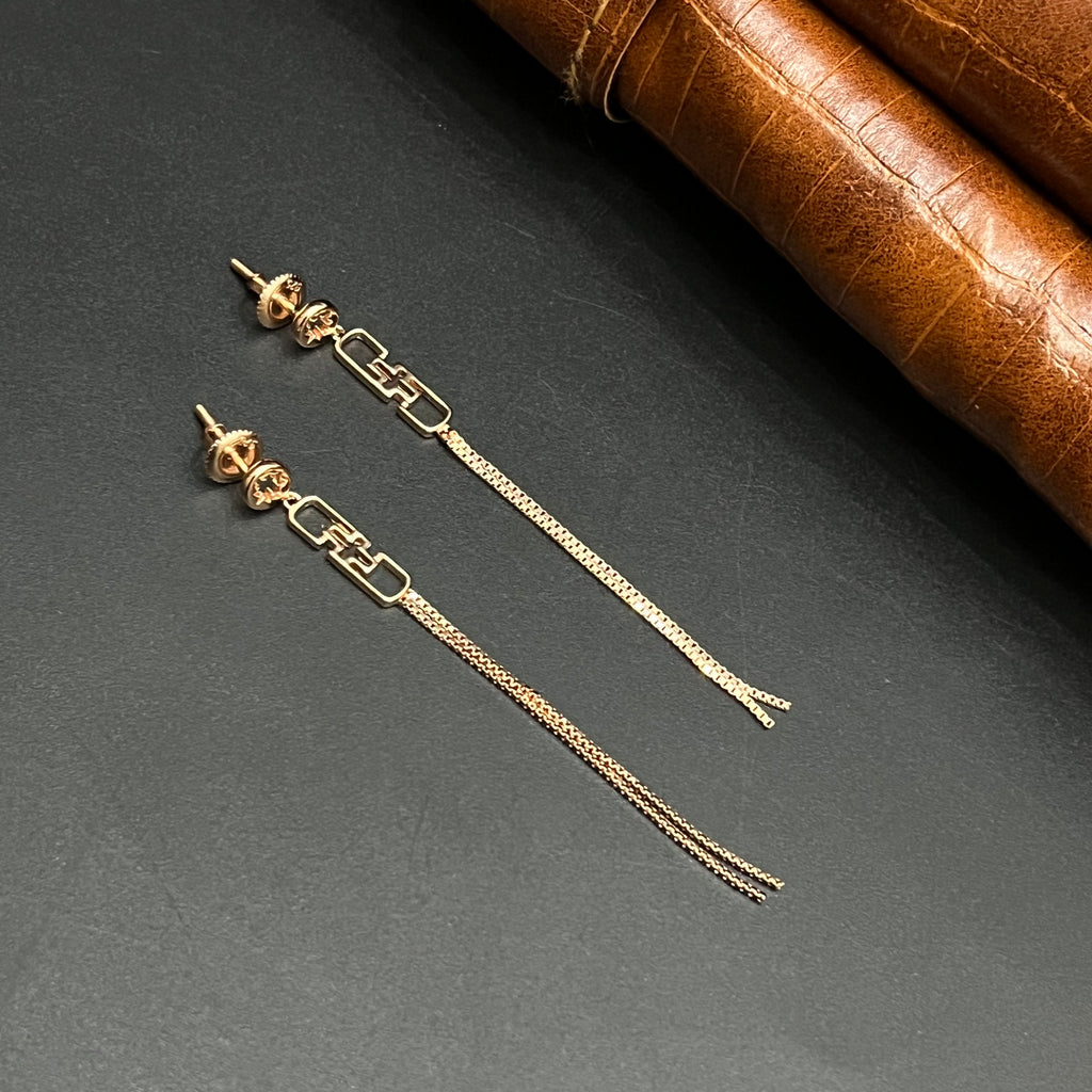 Silver Ladies Sui Daga Stud Hanging Elegant Geometric Double Layer Rose Gold 925