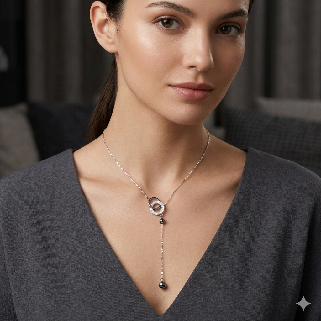 Silver Ladies Chain 2 Circles Interlinked