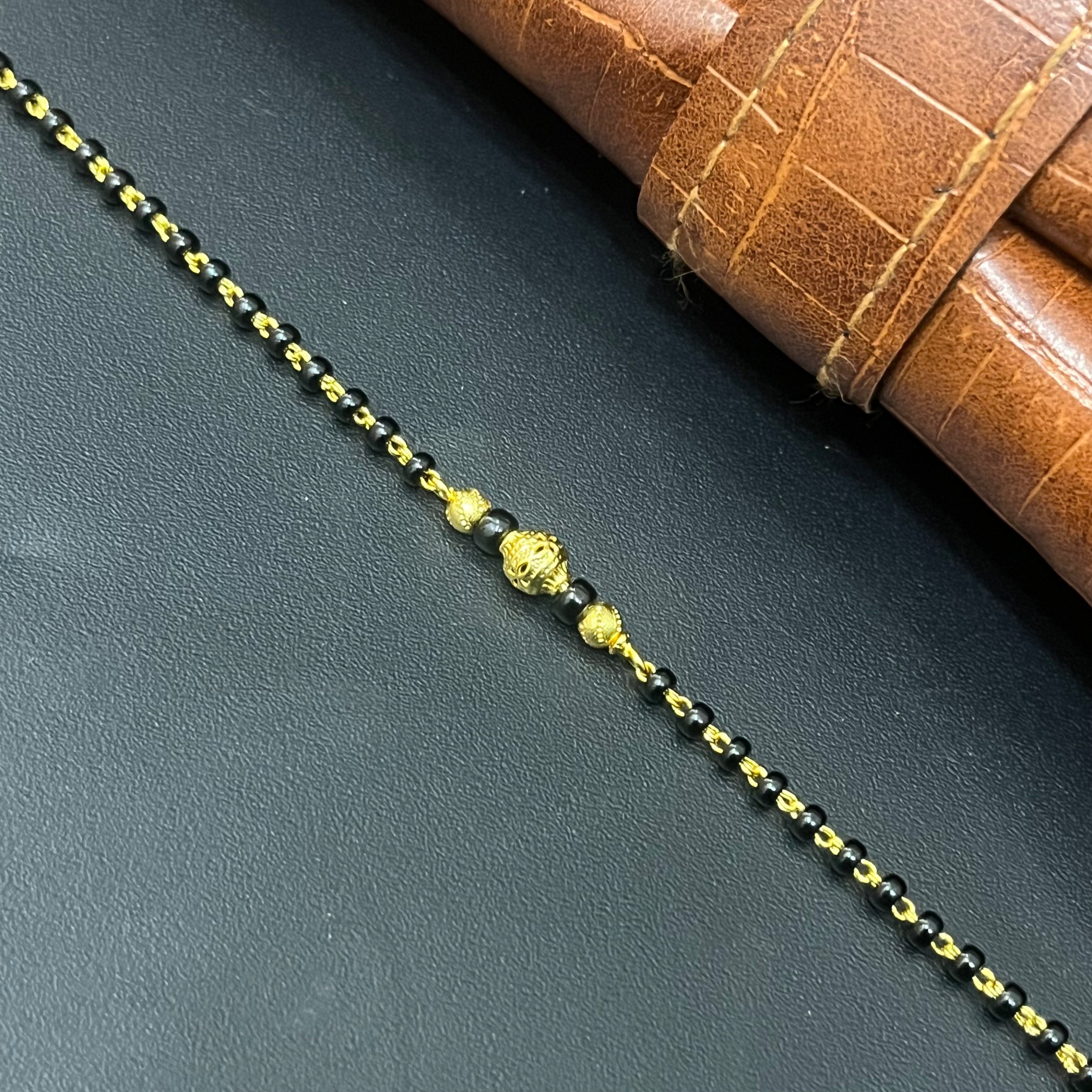 Silver Ladies Bracelet Black beads Gold Finished B2