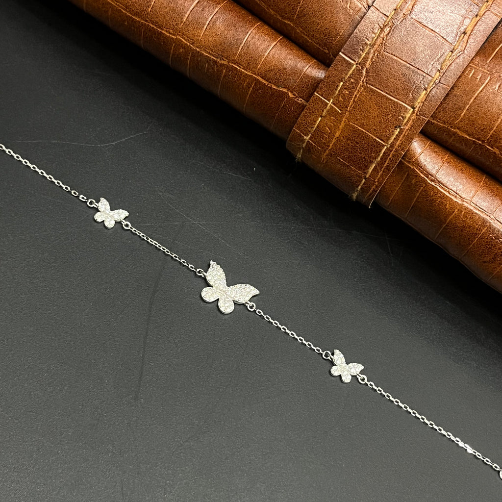 Silver Ladies Bracelet Cute Butterfly Charms 925