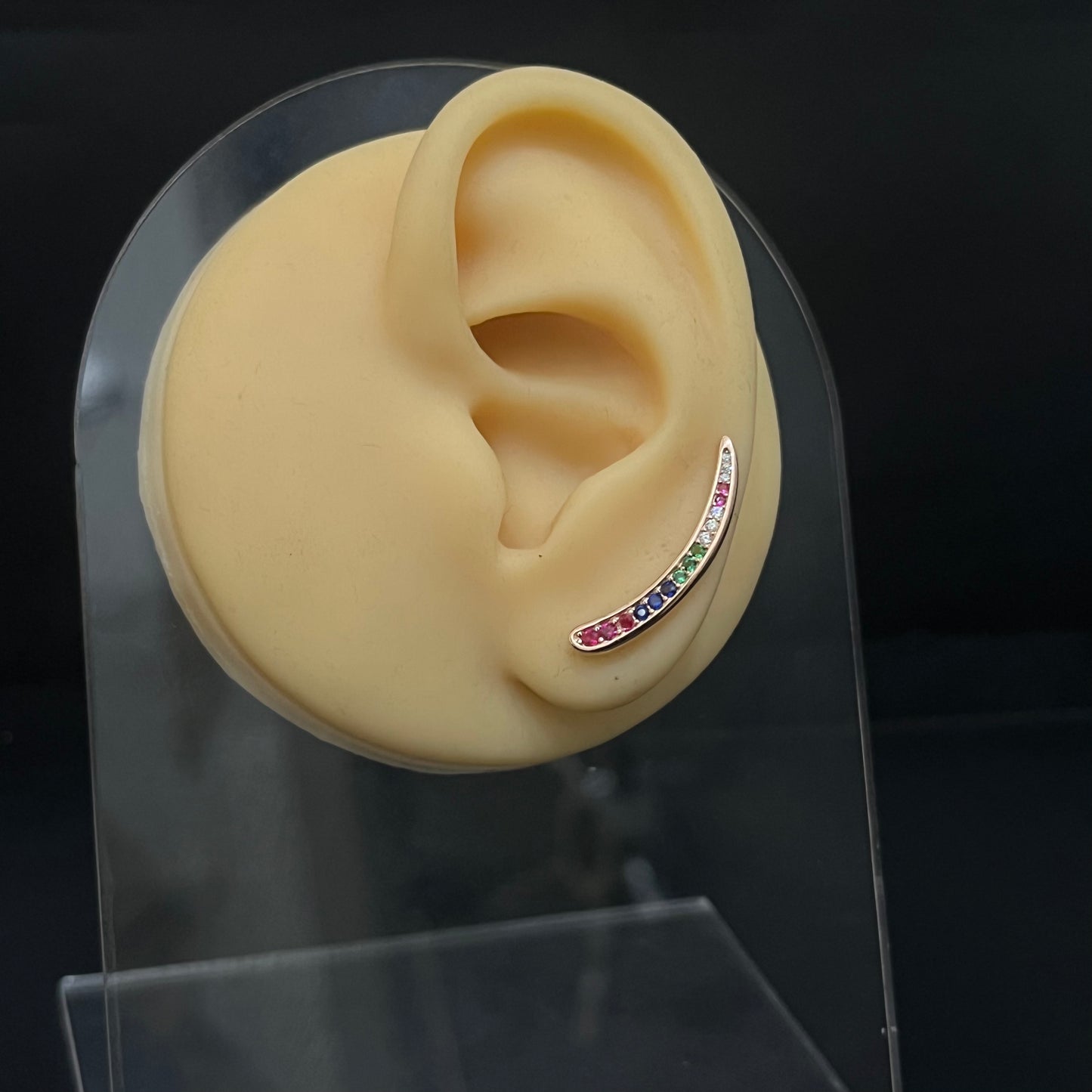 Silver Ear Cuff Rainbow C Rosegold