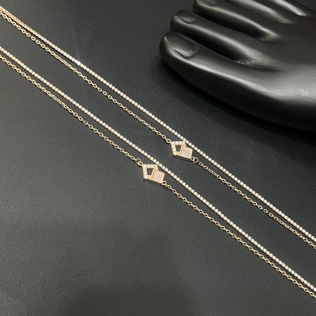 Silver Ladies Anklet Two Line RG