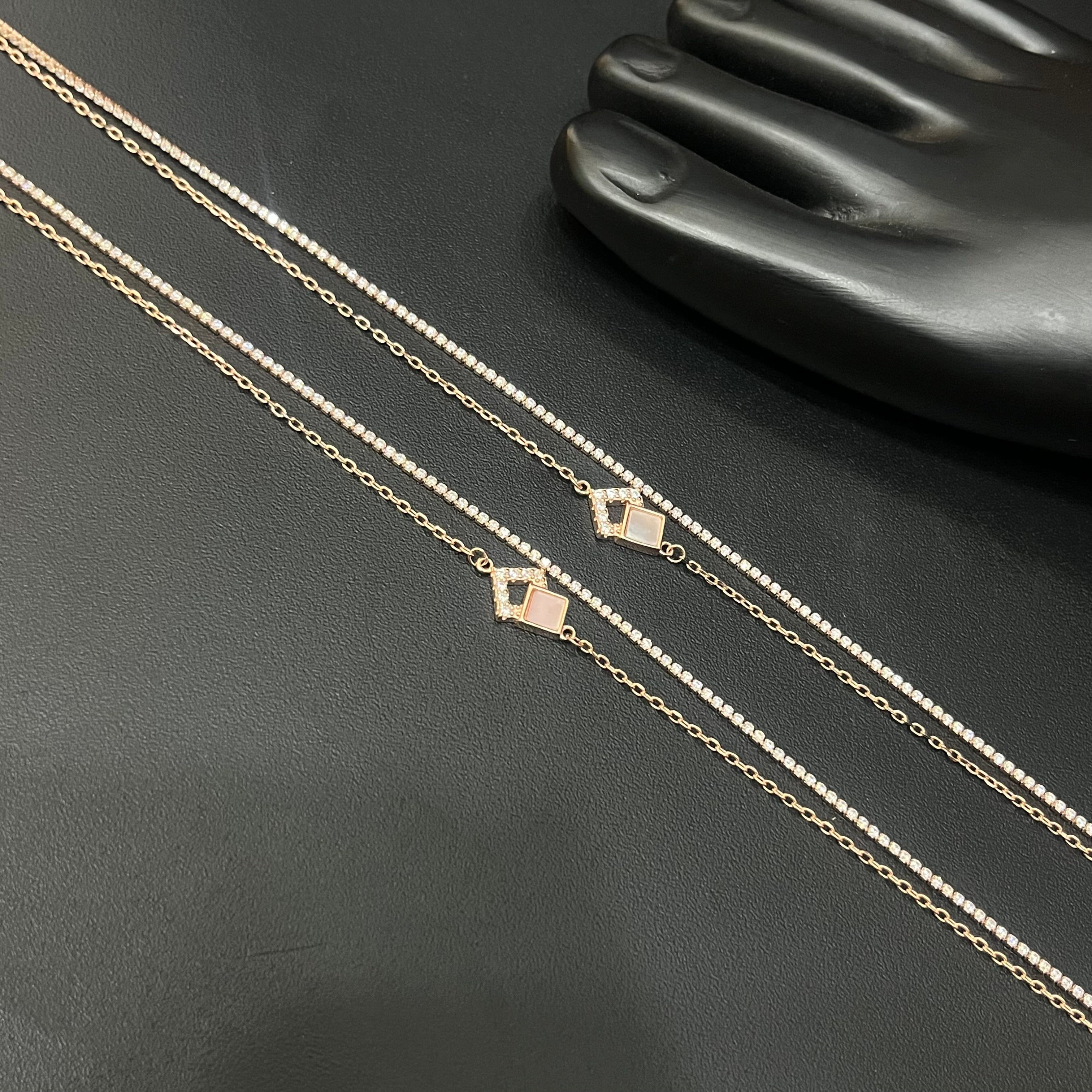 Silver Ladies Anklet Two Line RG