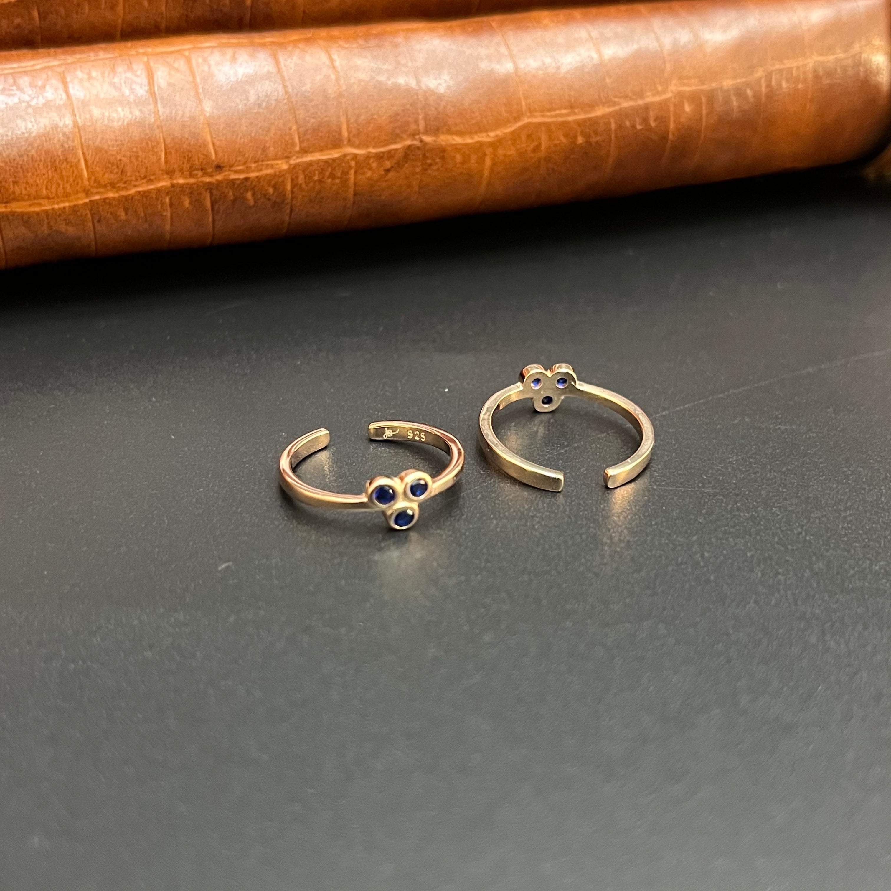 Silver Ladies Toe Rings 925 3 Bluez Stone Rosegold 925