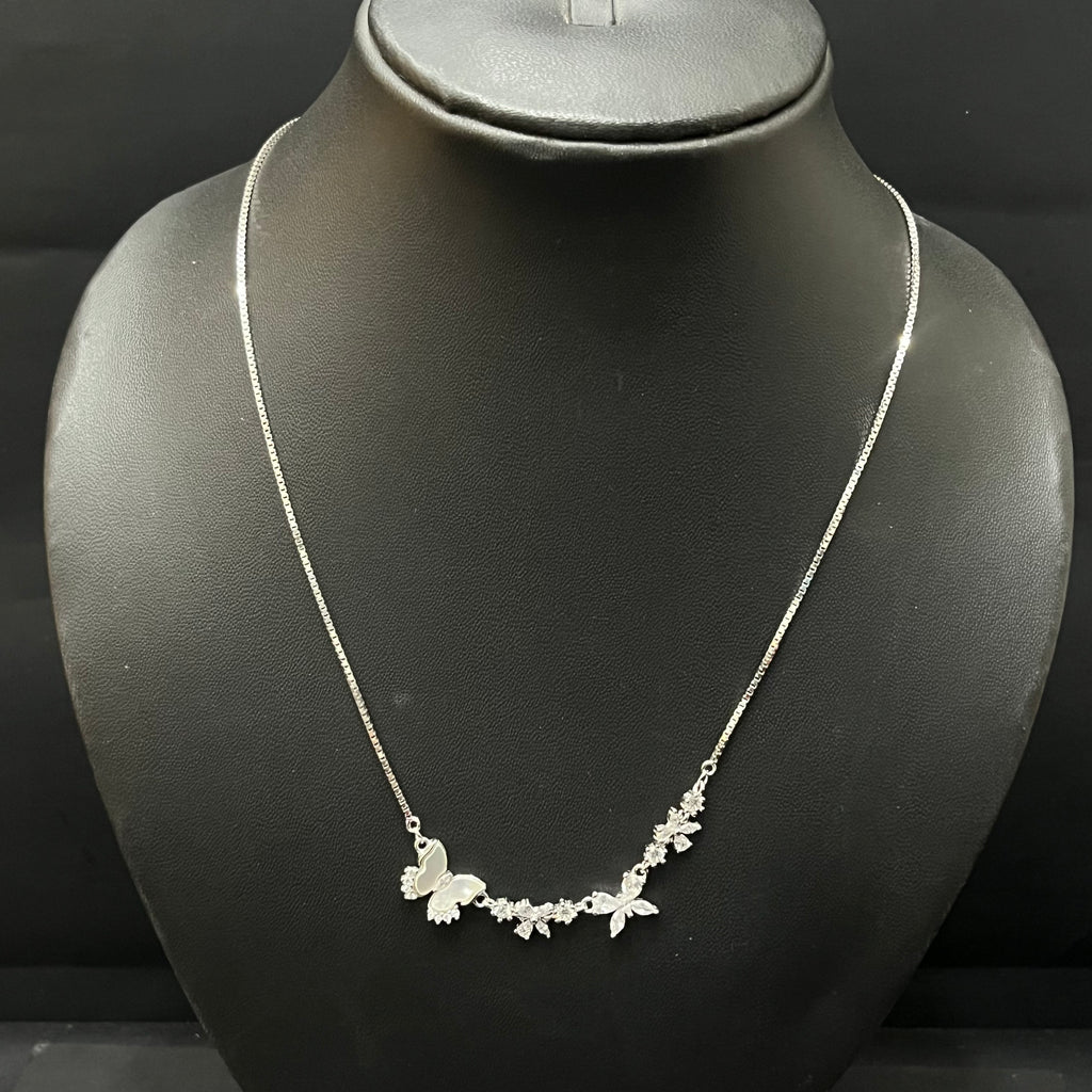 Silver Ladies Chain Triple Butterfly