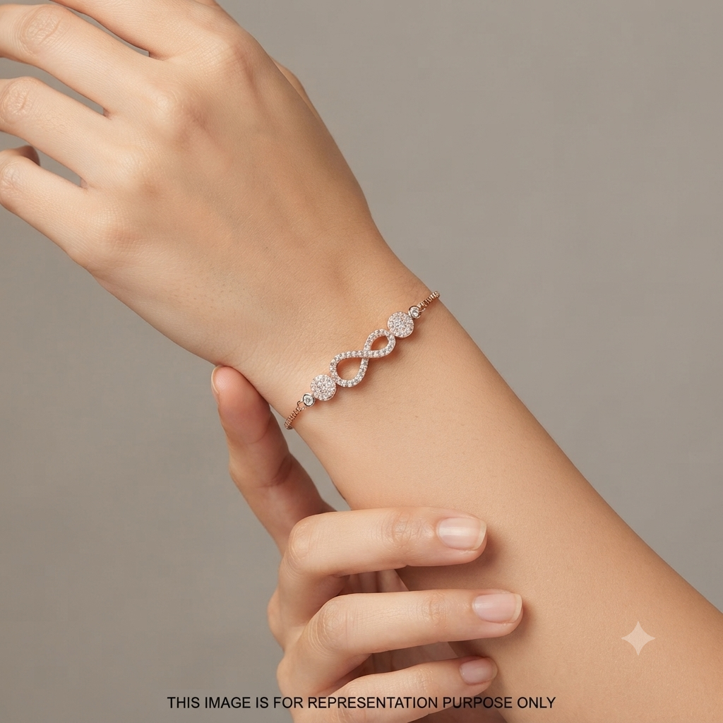 Silver Ladies Bracelet Elegant Infinity Sparkle Rose Gold 925