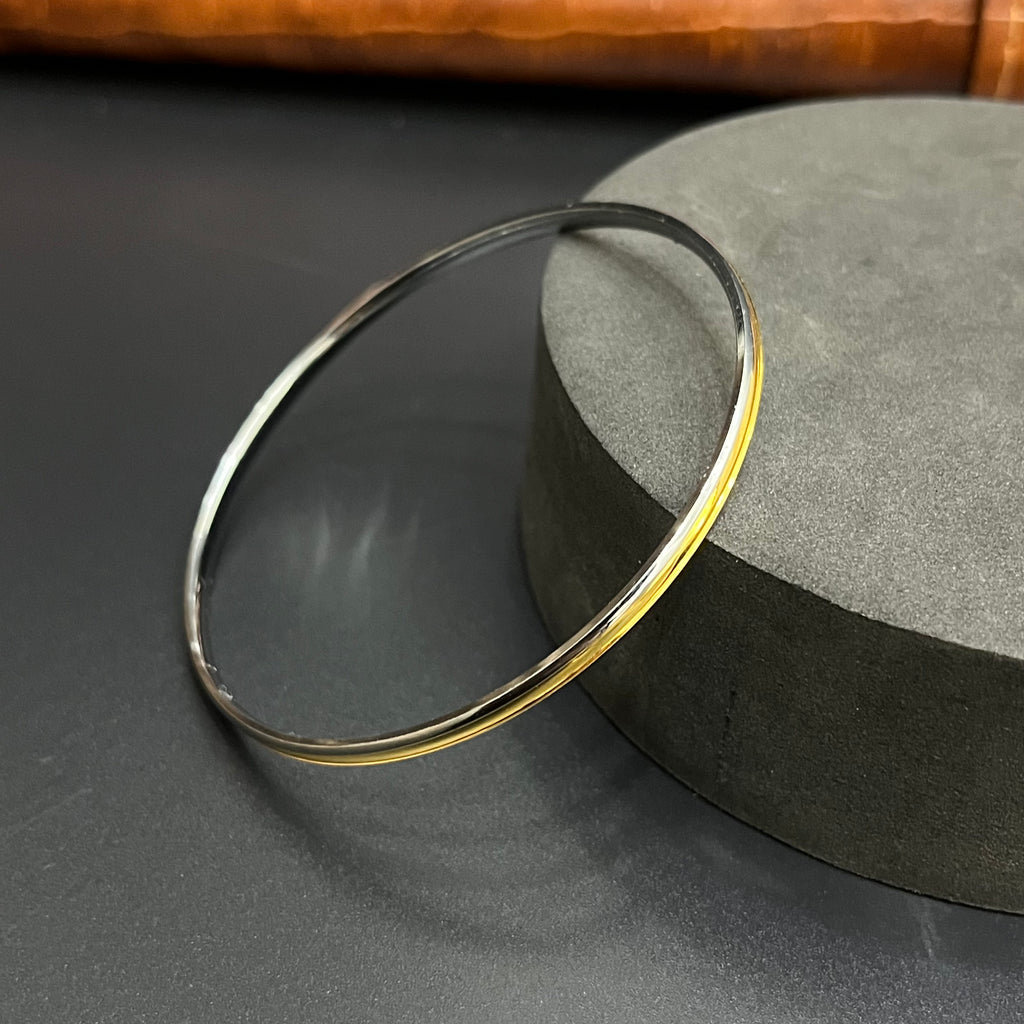 Silver Ladies Bangle Dual Tone Gold Finish 925
