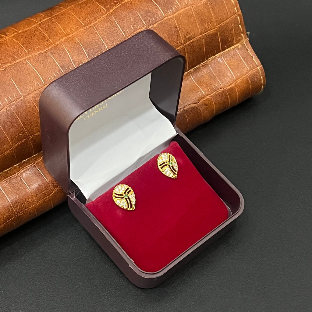 Silver Ladies Stud Drop Gold Finished 925