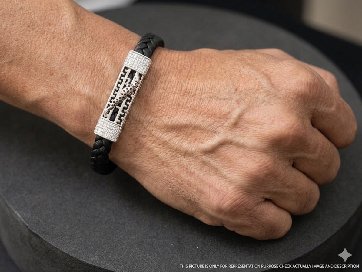 Mens Leather Kada _Jaguar