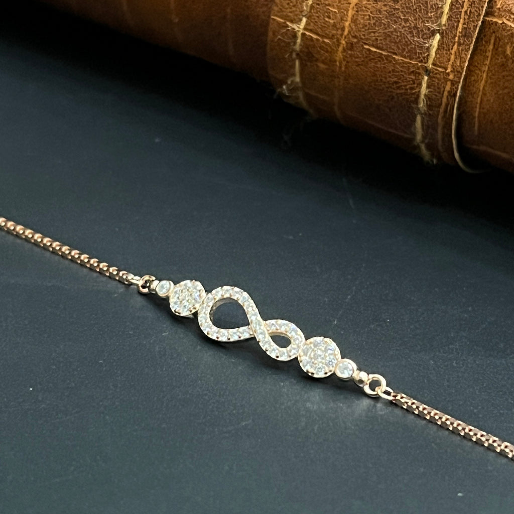 Silver Ladies Bracelet Elegant Infinity Sparkle Rose Gold 925