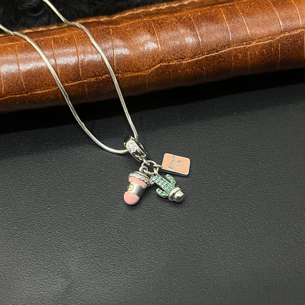Silver Cactus & Cups Pendant