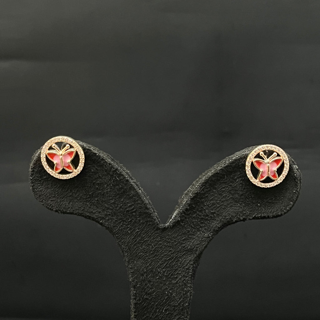Silver Ladies Chain Set Butterfly Red RG