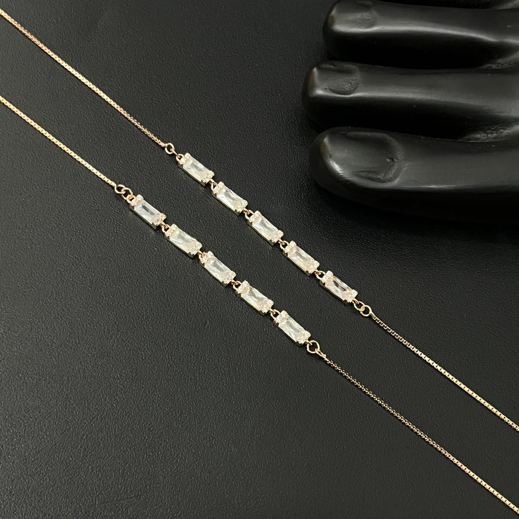 Silver Ladies Anklet Bricks Crystal 925