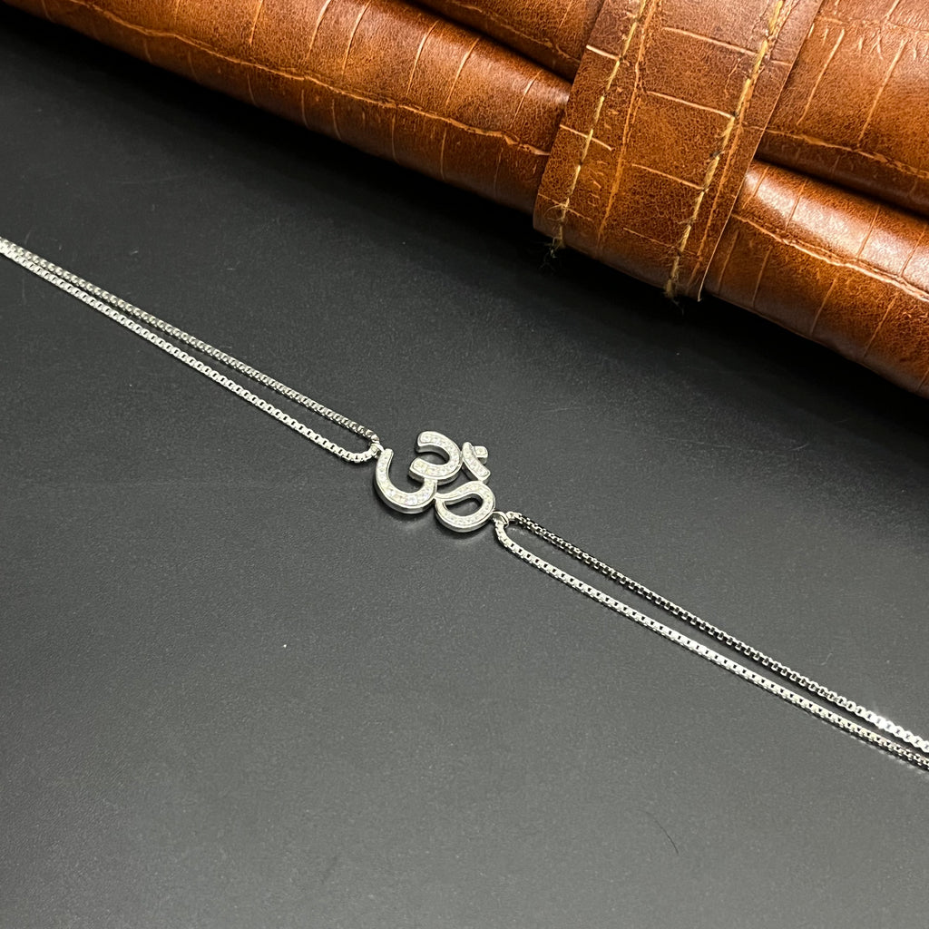 Silver Ladies Bracelet OM Double Layer Line 925