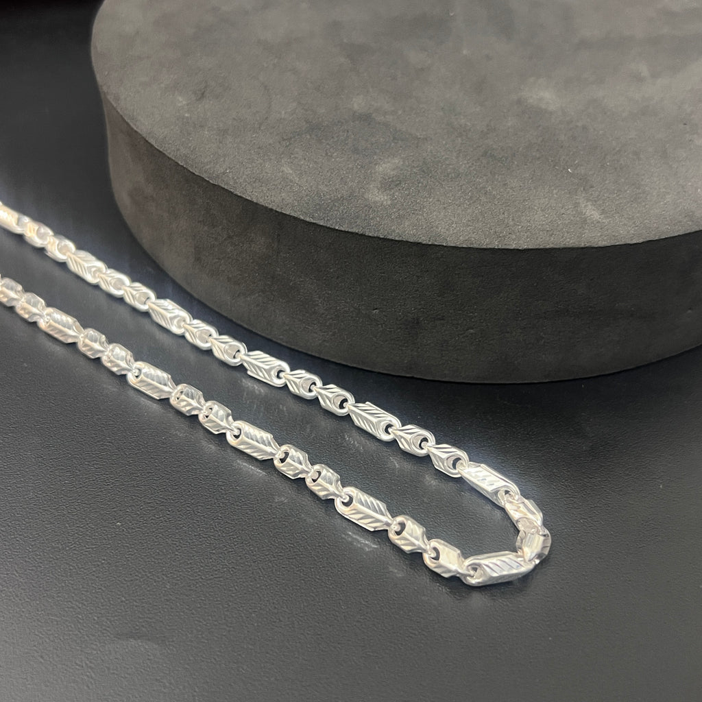 Silver Mens Chain Leaf Link Lock 925