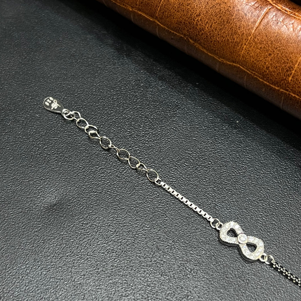 Silver Ladies Bracelet Triple Infinity Blue Stone 925