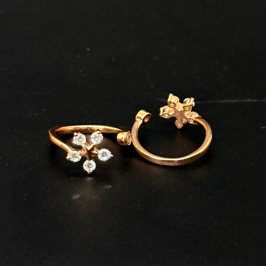 Silver Ladies Toe Rings Diamond Floral RG