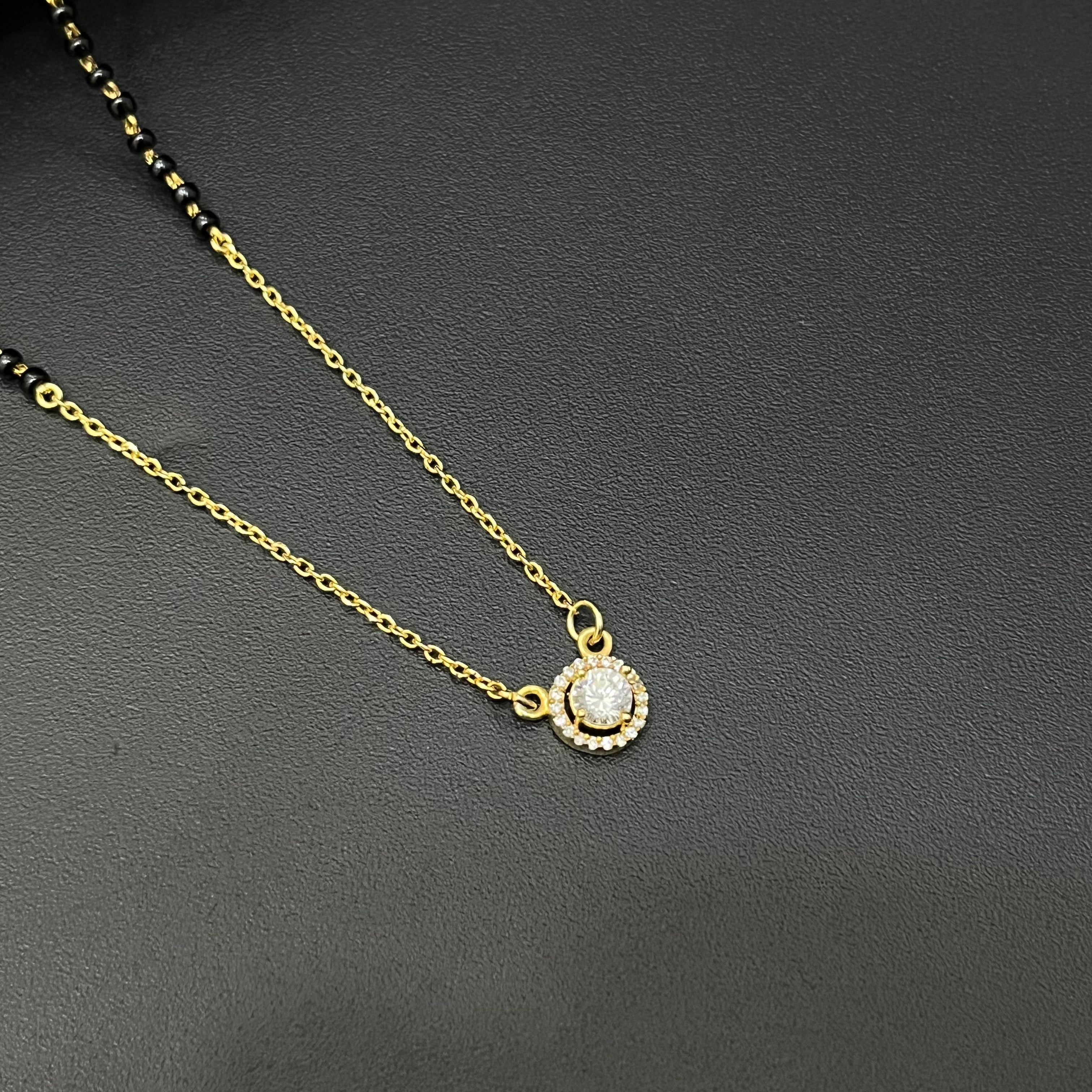 Silver Ladies Chain Black Beads Gold Finished