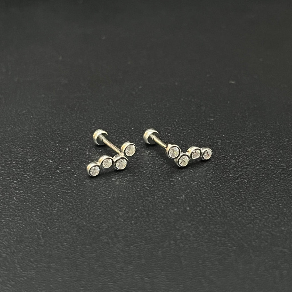 Silver Ladies Second Stud Criss Cross Dots