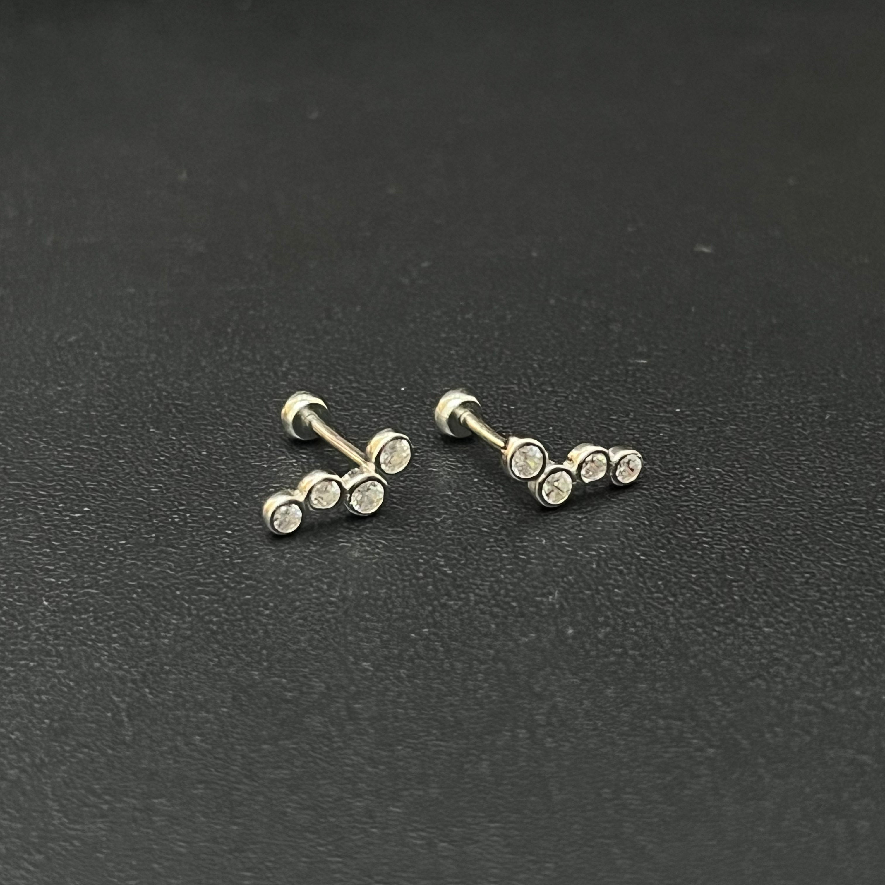 Silver Ladies Second Stud Criss Cross Dots