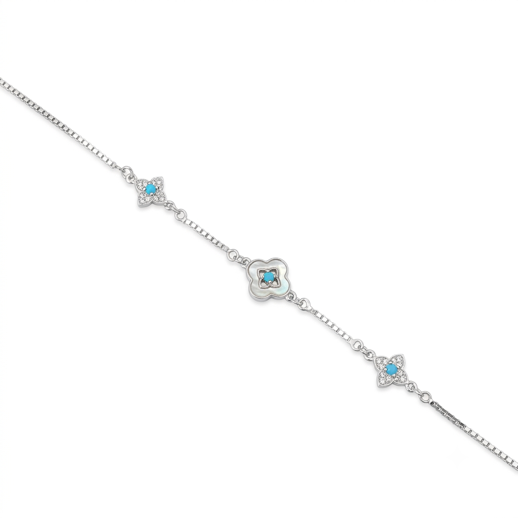 Silver ladies Bracelet Clover MOP 925