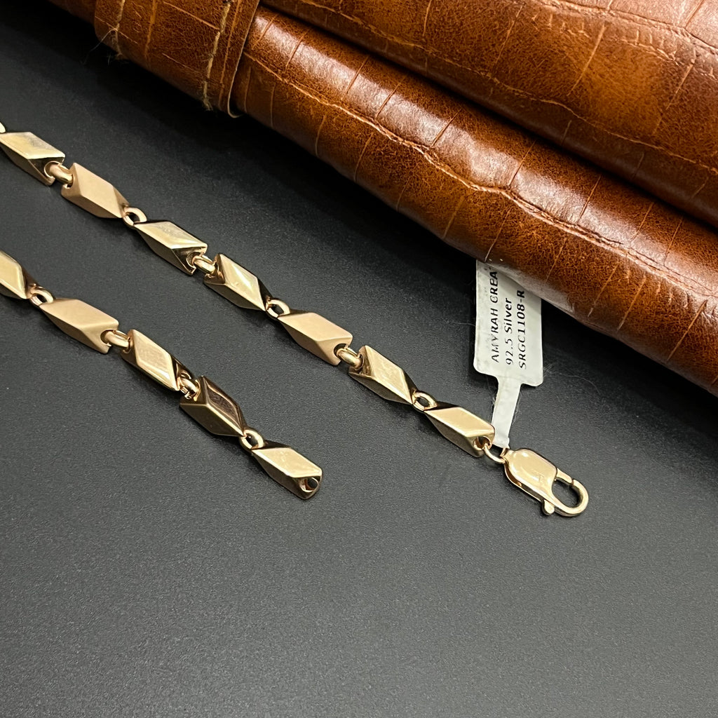 Silver Mens Chain Arrowhead Link Rose Gold 925