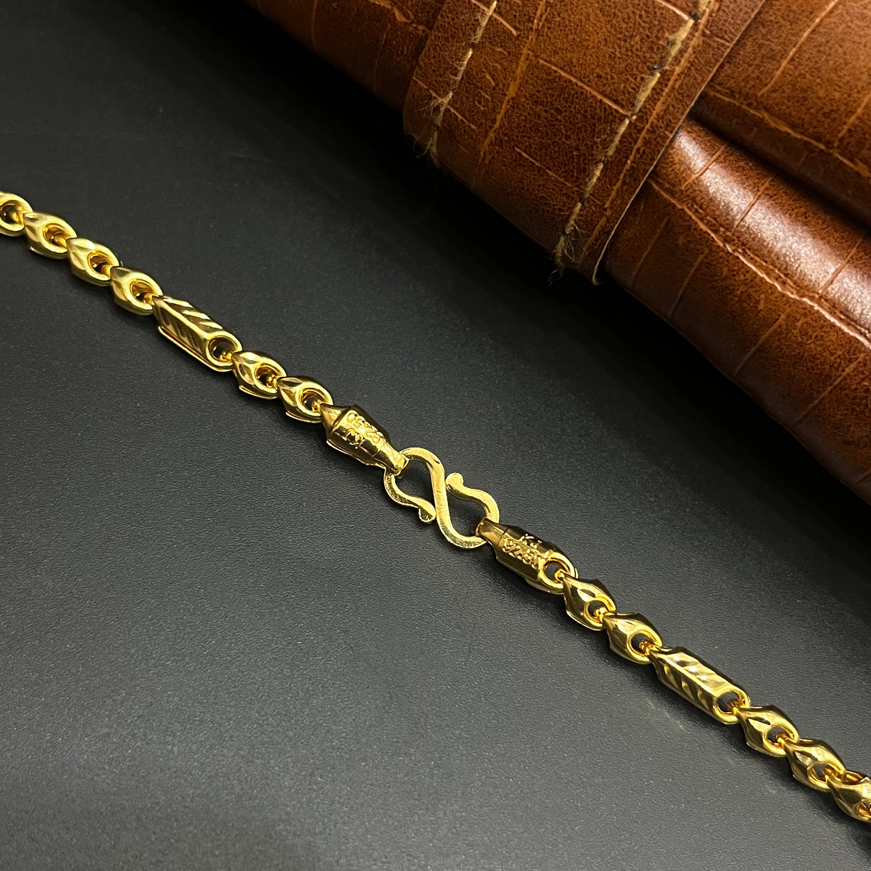 Silver Mens Chain Royal Dual Pattern Luxe Gold Finish 925