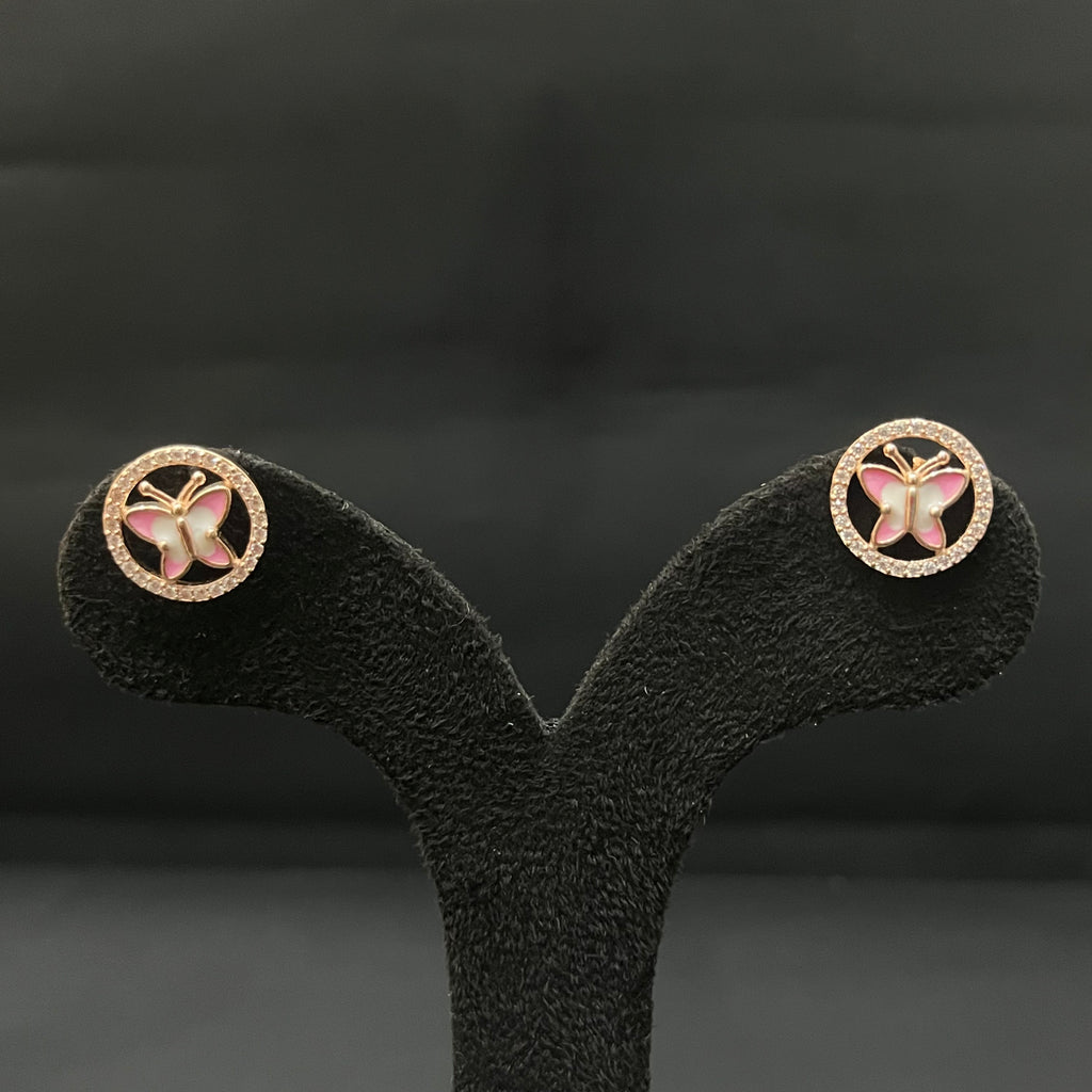 Silver Ladies Pendant Set Butterfly 2 Rosegold Circle