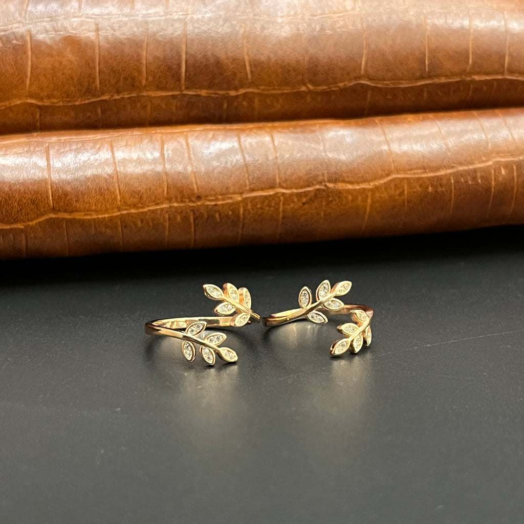 Silver Ladies Toe Rings 925 Leaf Rosegold 925