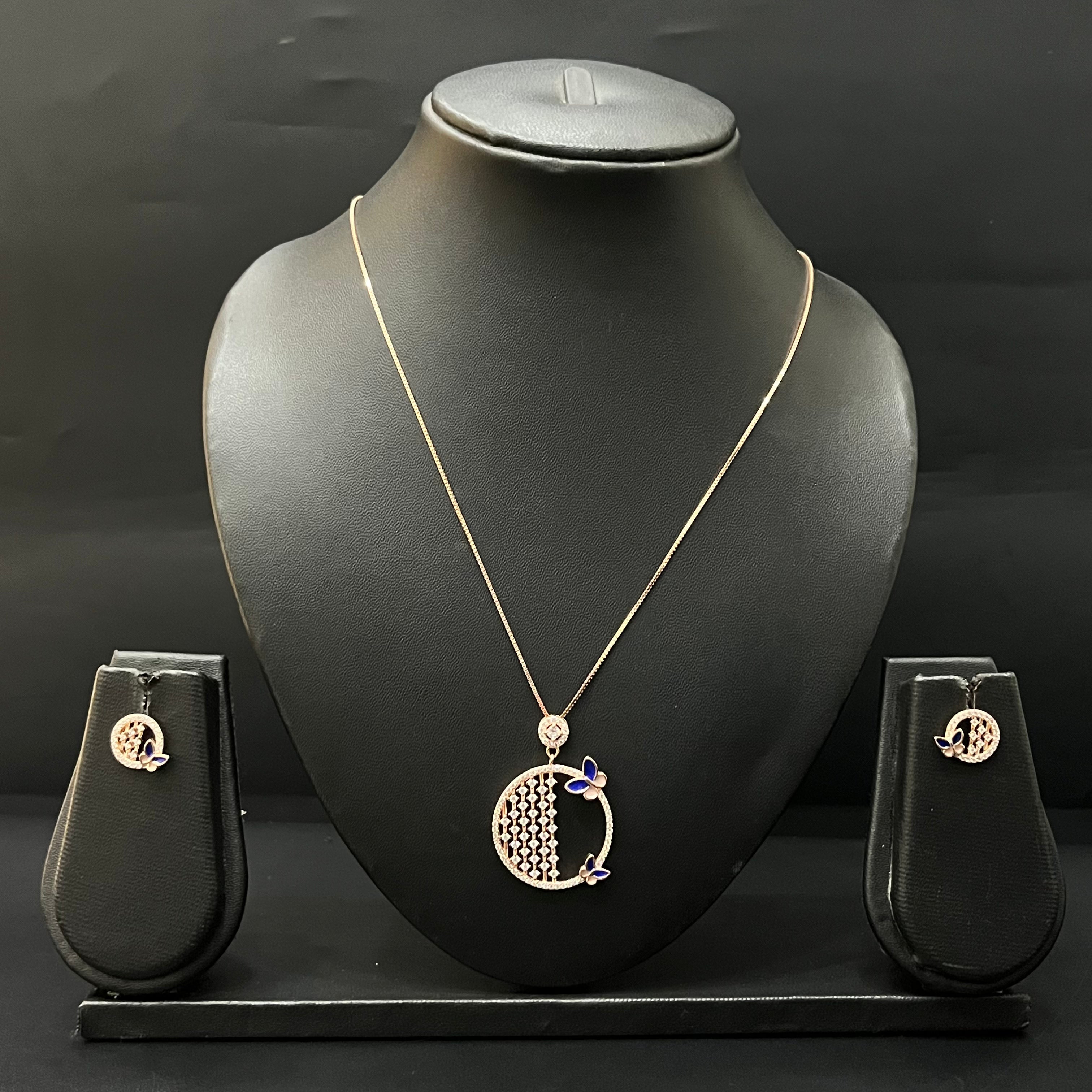 Silver Ladies Pendant Chain circle dots Rosegold