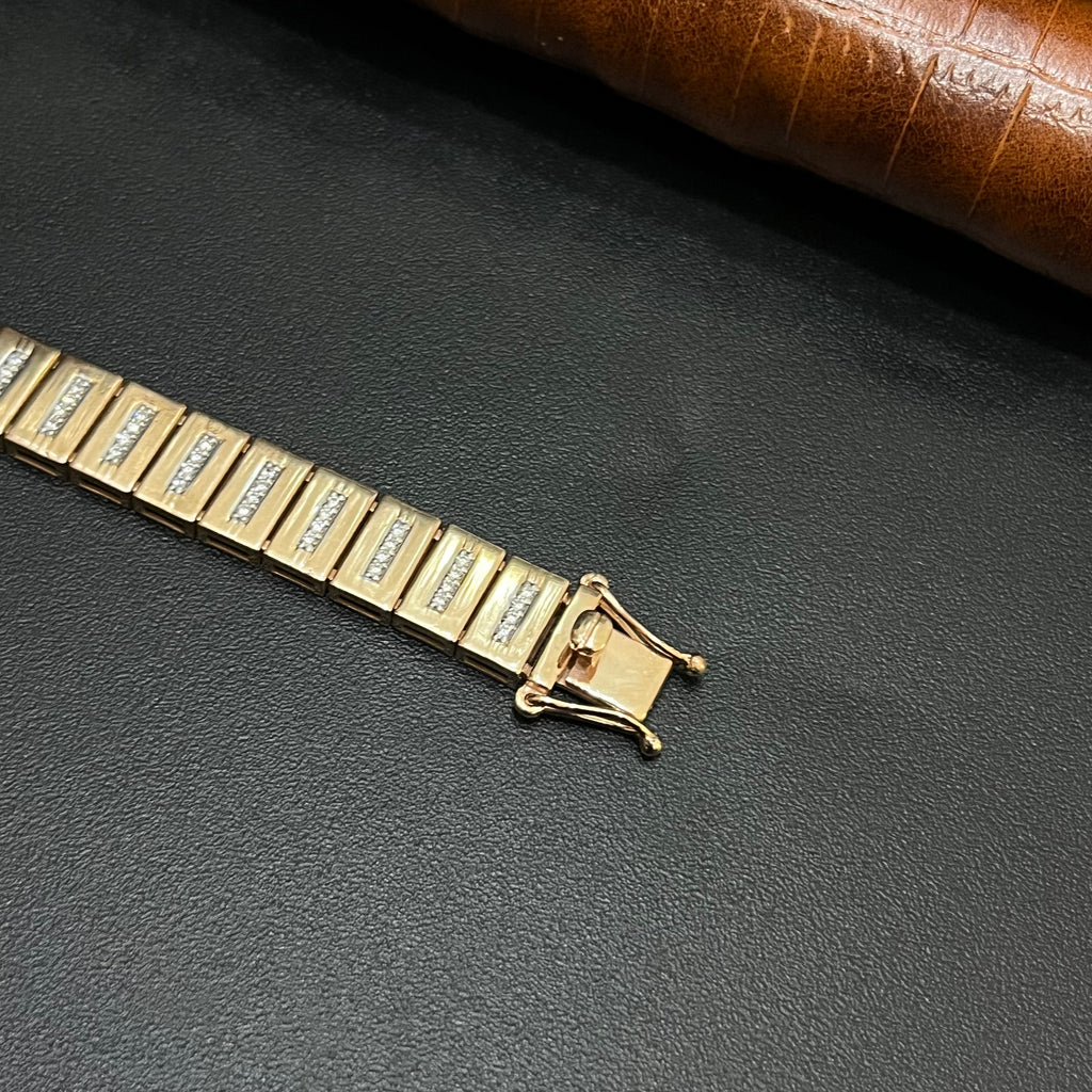 Silver Mens Bracelet Jaquar Rose Gold 925