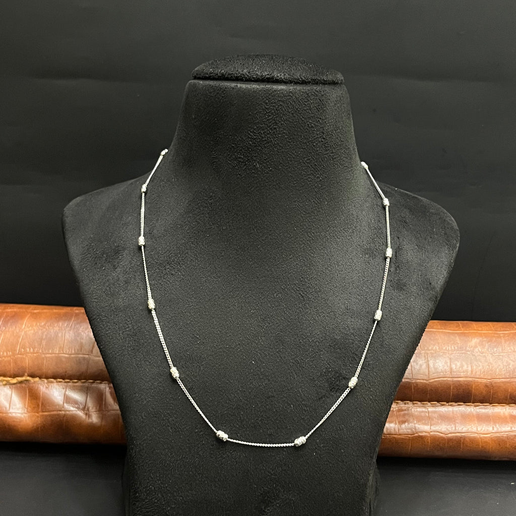 Silver Ladies Chain Barrel Beads Length 2 925