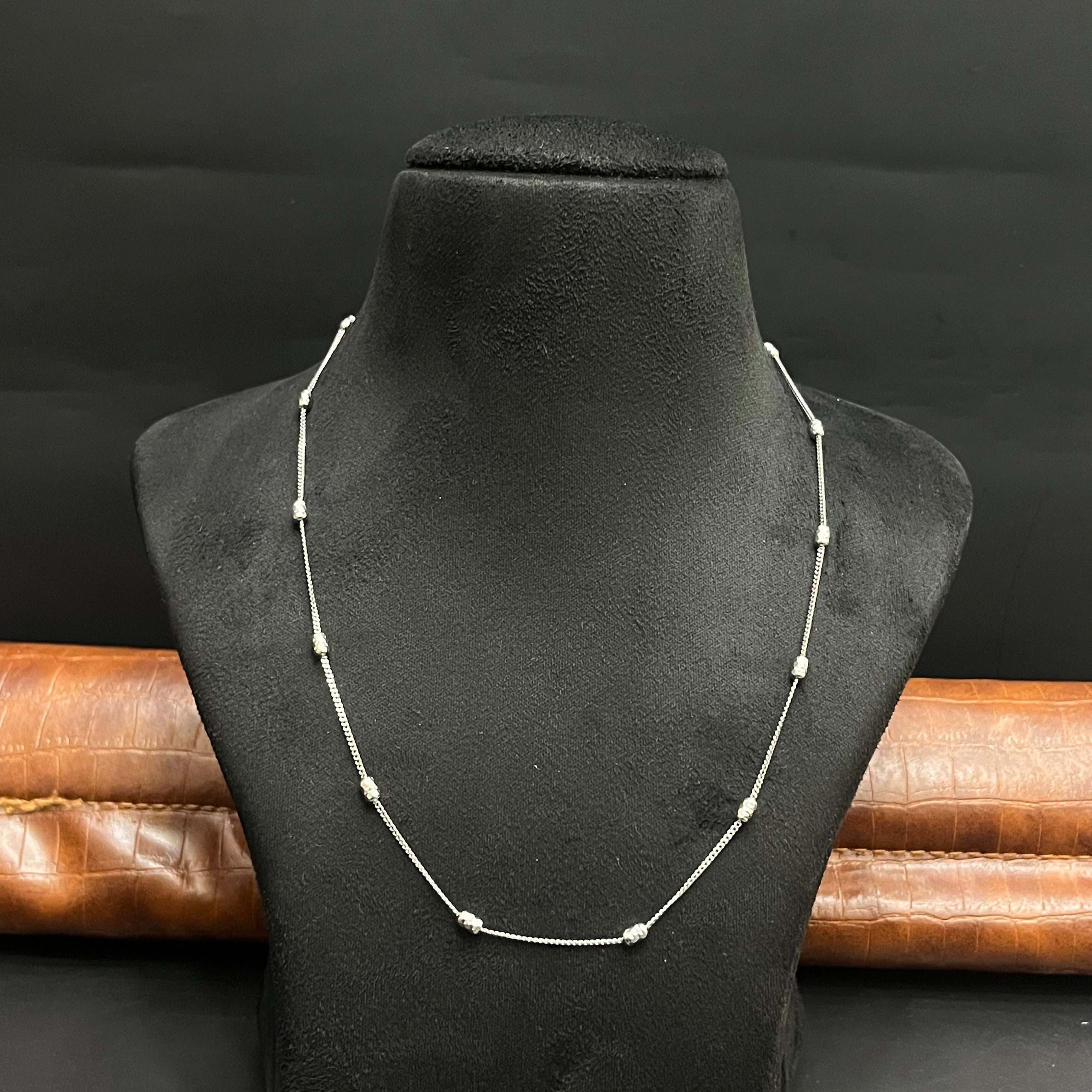Silver Ladies Chain Barrel Beads Length 2 925