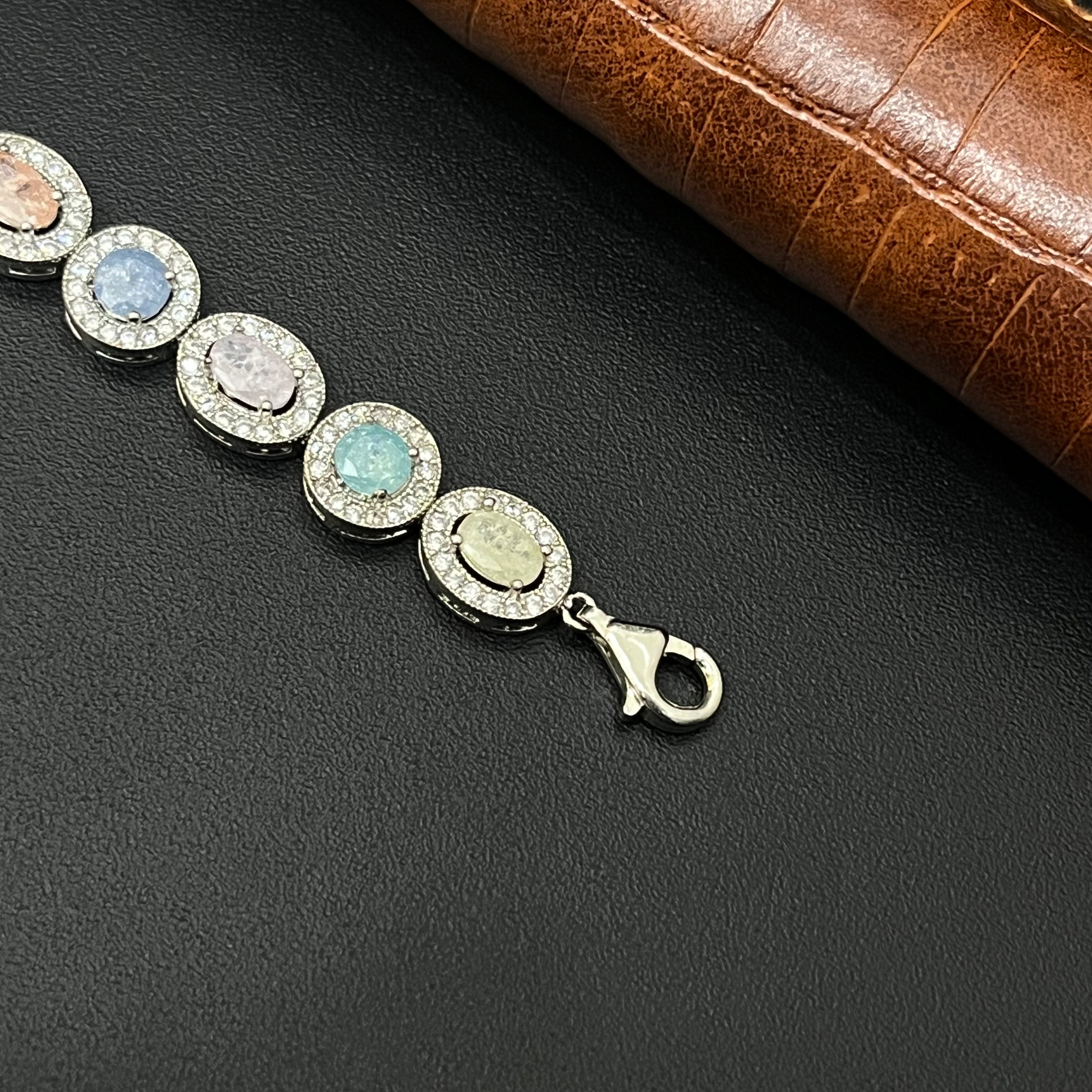 Silver Mozzanite Ladies Bracelet Blue