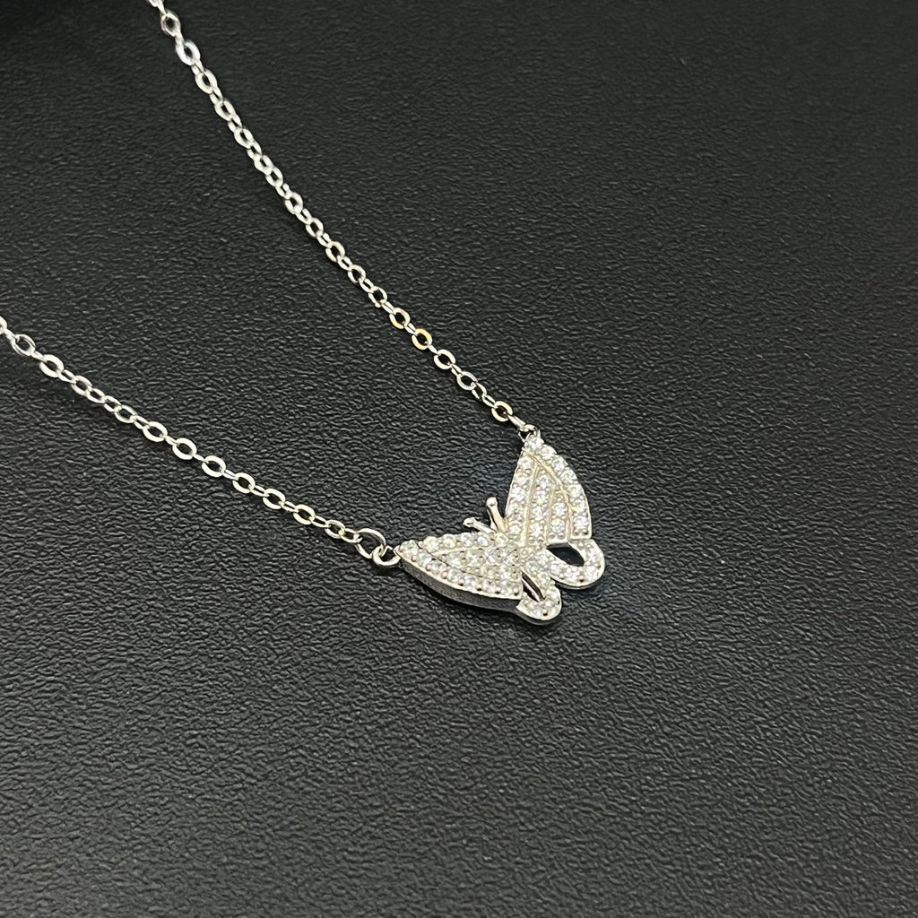 Silver Ladies Chain Butterfly cz SS
