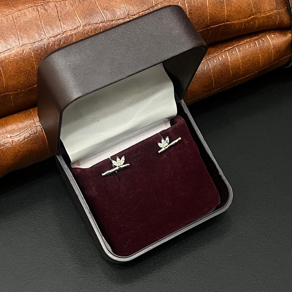 Silver Ladies Second Stud Triple White Lotus