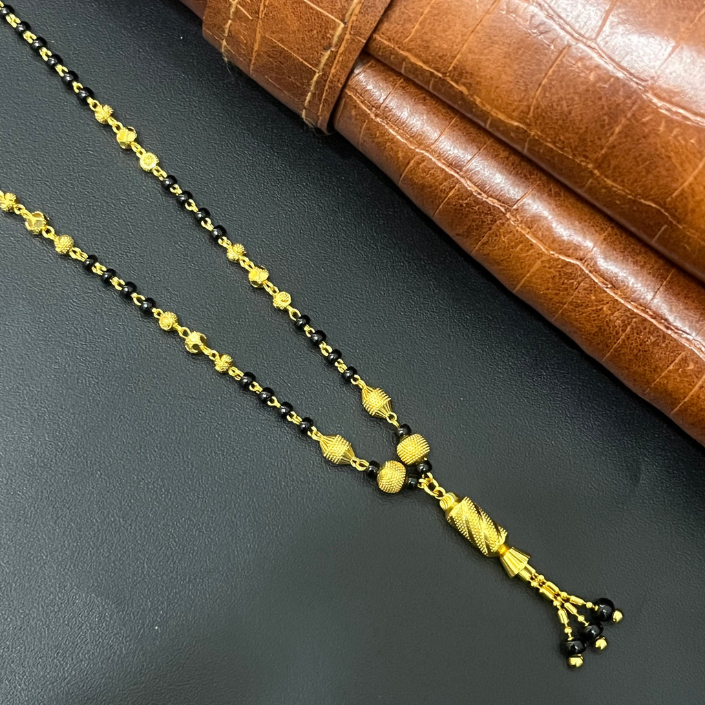Silver Ladies Mangalsutra Black Beads Chain Gold Finished 1