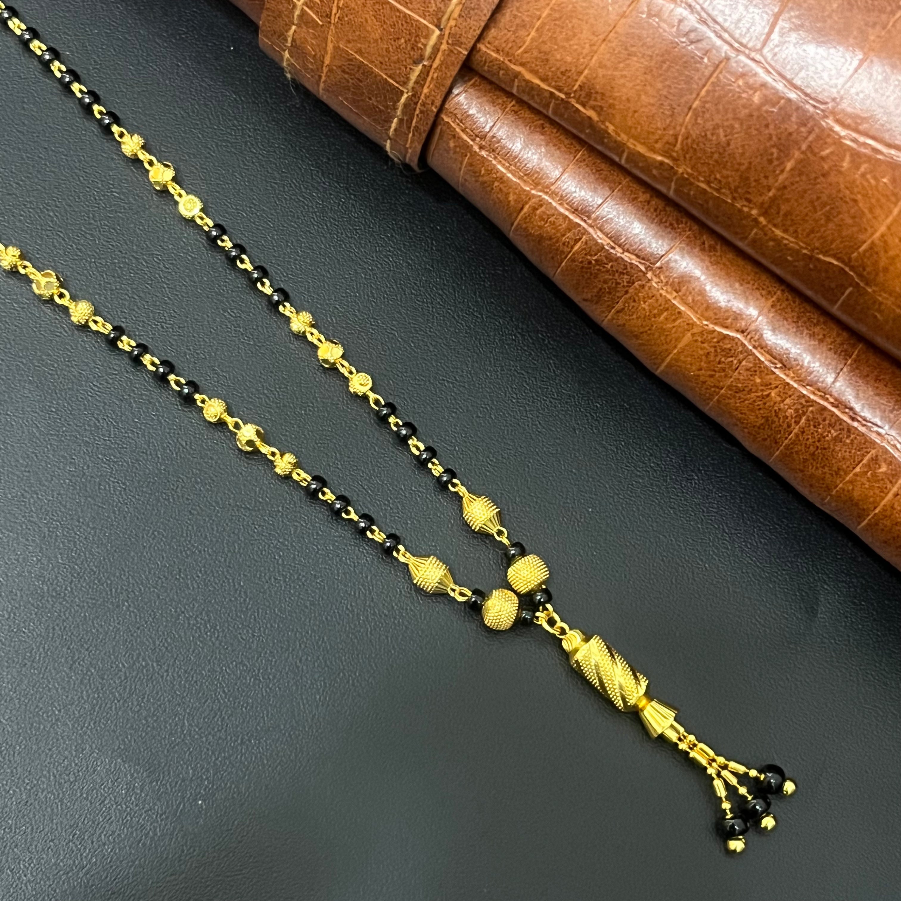 Silver Ladies Mangalsutra Black Beads Chain Gold Finished 1