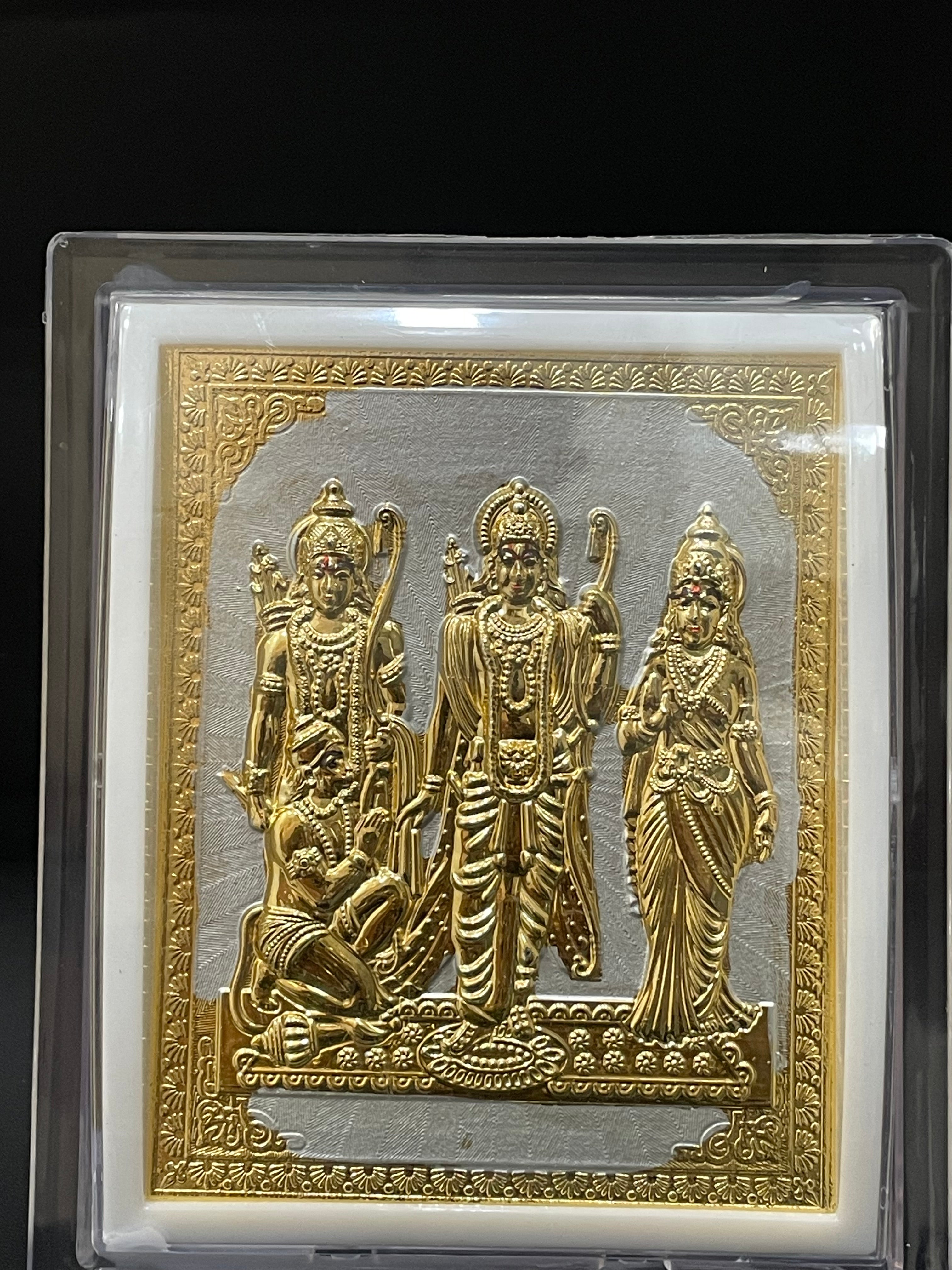 Silver Ram Sita Lakshman Gold Finished Frame 999 M