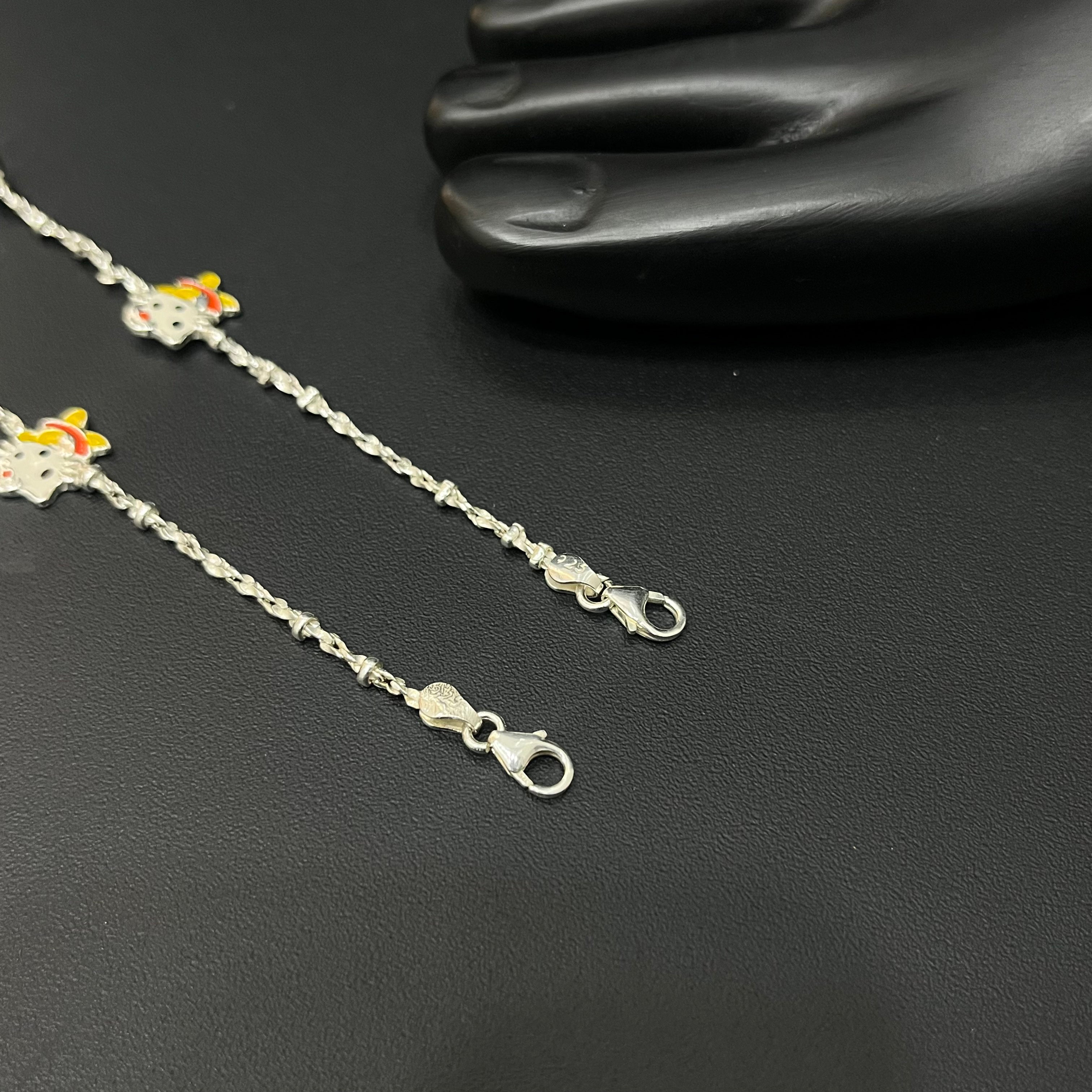 Silver Baby Anklet Yellow teddy