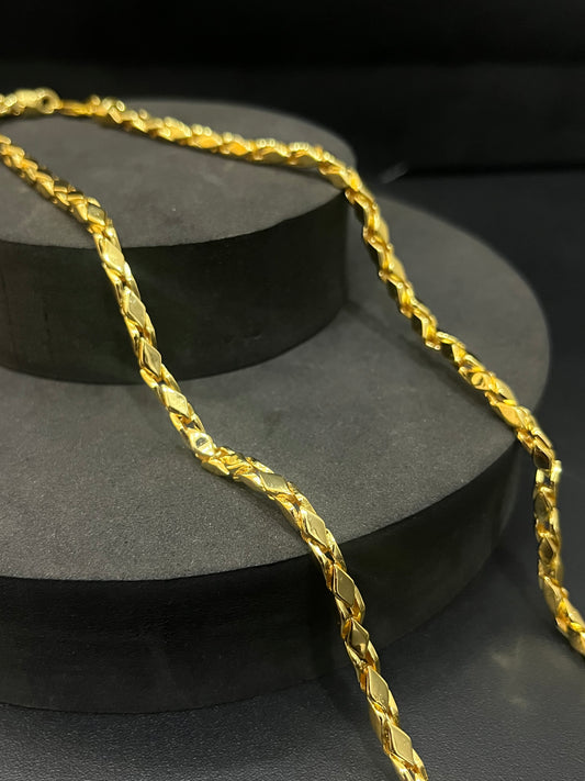 Silver Mens Kathli Chain Gold Finished Chain H