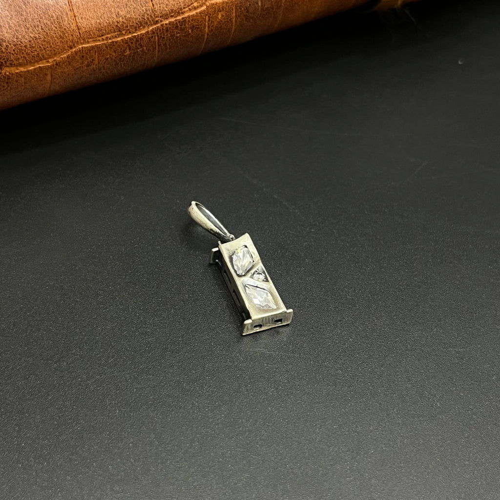 Silver Ladies Pendant Royal Dual Stone Bar 925