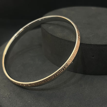 Silver Mens Kada Italian Rosegold Maze