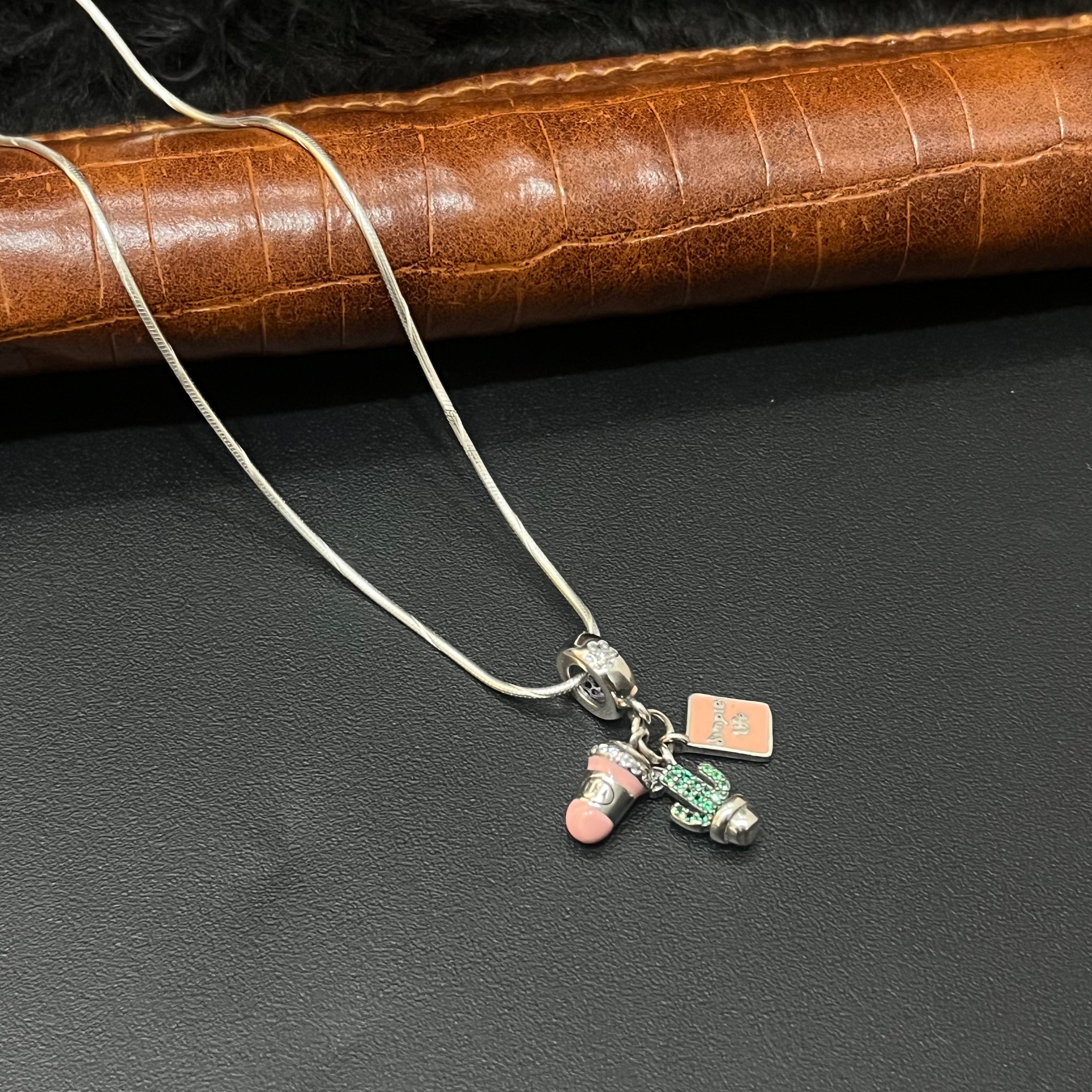 Silver Cactus & Cups Pendant