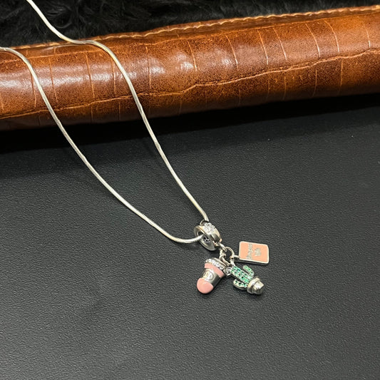 Silver Cactus & Cups Pendant