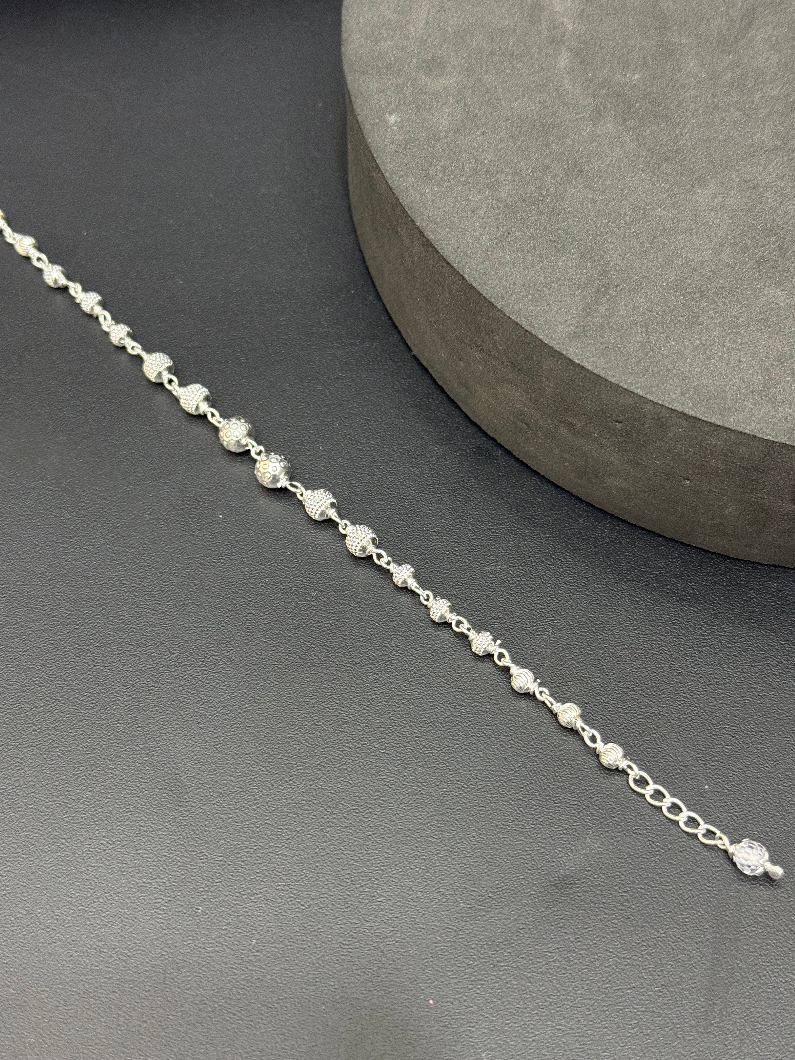 Silver Ladies Bracelet CNC Balls C03