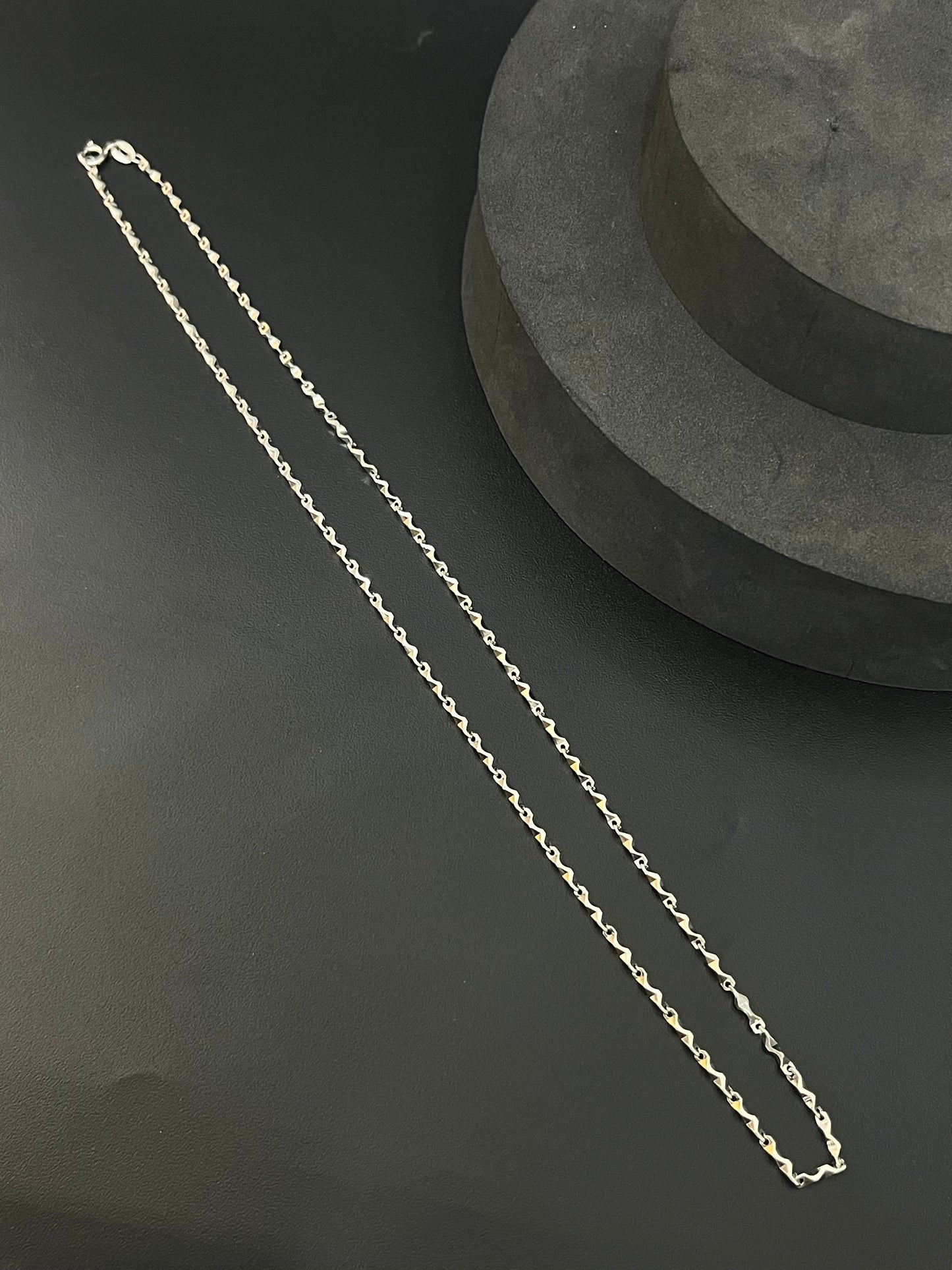 Silver Mens Chain Bullet  Zig Zag Cut