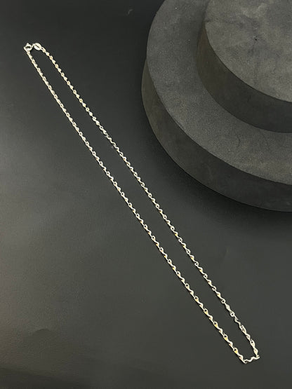 Silver Mens Chain Bullet  Zig Zag Cut