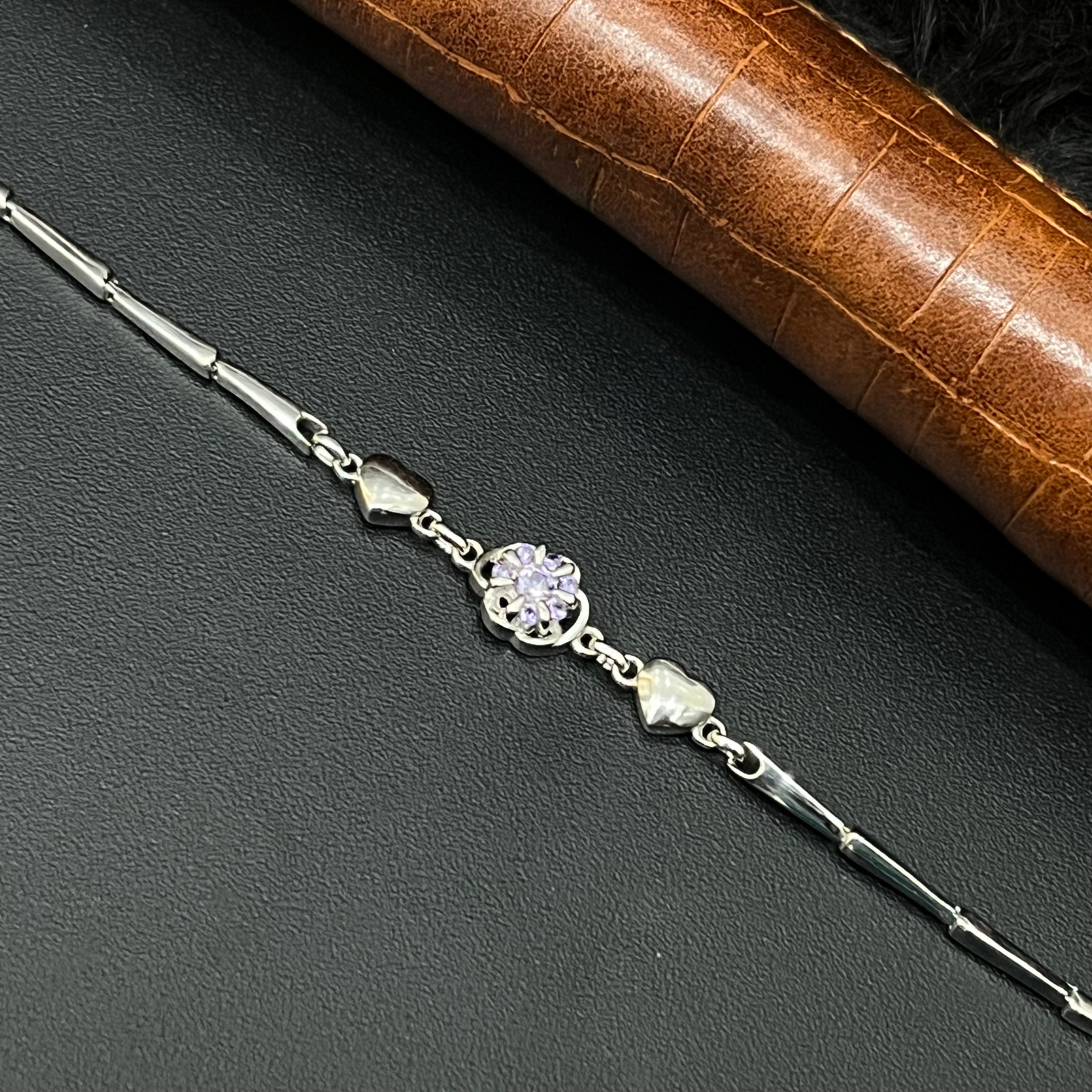 Silver Ladies Bracelet White Stone